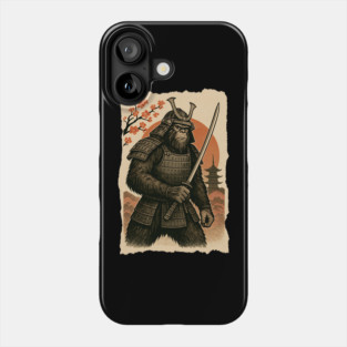 Sasquatch Bigfoot Samurai Katana, Japanese Mythical Warrior Vintage Design Phone Case