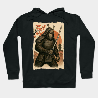 Sasquatch Bigfoot Samurai Katana, Japanese Mythical Warrior Vintage Design Hoodie