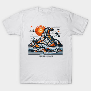 Komodo Island Minimal Cubism Art Print – Modern Abstract Indonesia Travel Poster T-Shirt