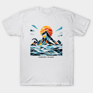 Komodo Island Minimal Cubism Art Print – Modern Abstract Indonesia Travel Poster T-Shirt