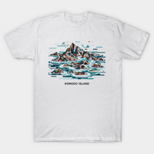Komodo Island Minimal Cubism Art Print – Modern Abstract Indonesia Travel Poster T-Shirt