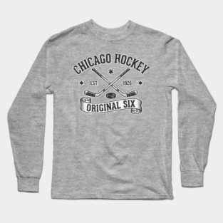 Chicago Hockey Vintage Retro Blackhawks Original Six Long Sleeve T-Shirt