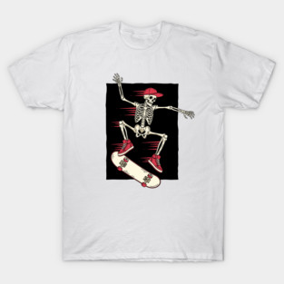 Rad Skeleton Skateboarder Shredding T-Shirt