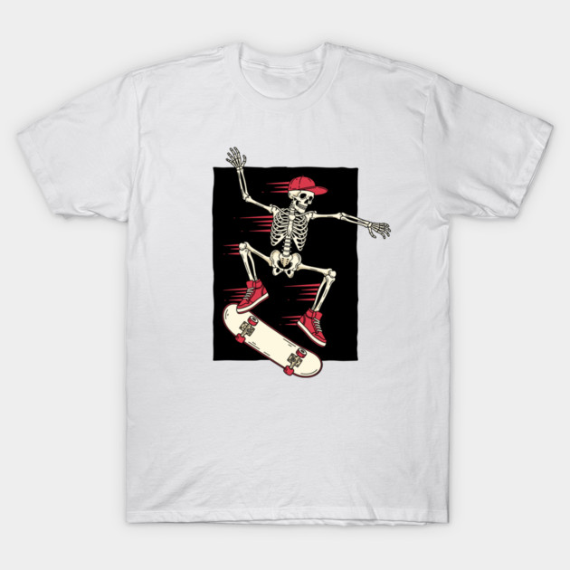 Rad Skeleton Skateboarder Shredding T-Shirt by enrynz