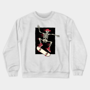 Rad Skeleton Skateboarder Shredding Crewneck Sweatshirt