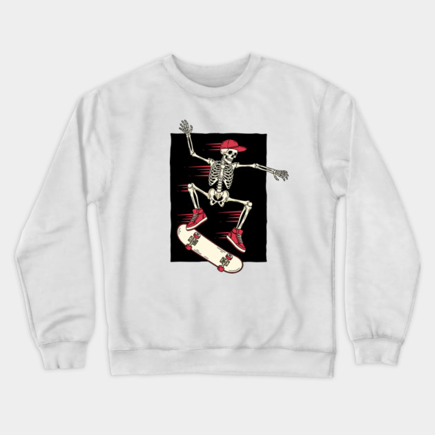 Rad Skeleton Skateboarder Shredding Crewneck Sweatshirt by enrynz
