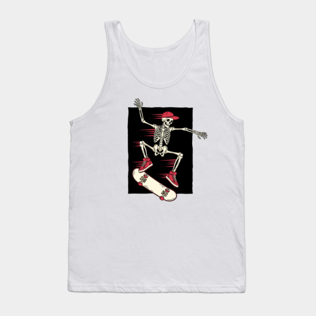 Rad Skeleton Skateboarder Shredding Tank Top by enrynz