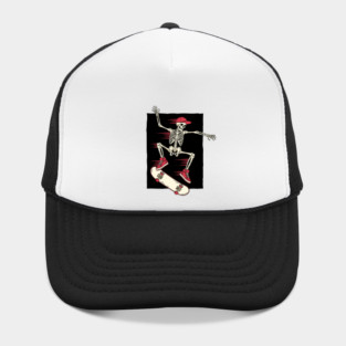 Rad Skeleton Skateboarder Shredding Hat