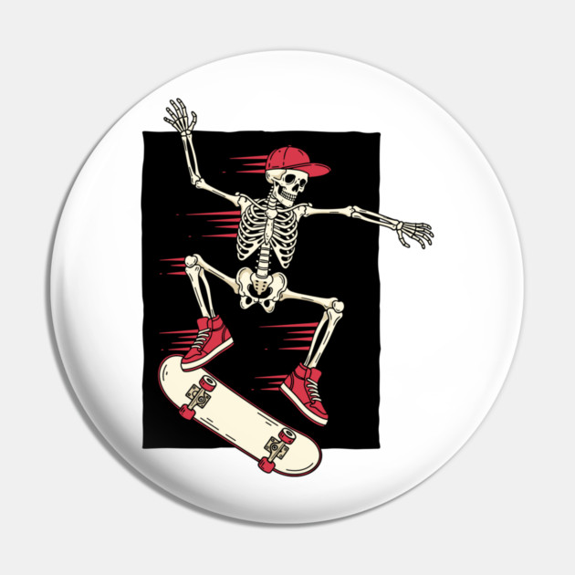 Rad Skeleton Skateboarder Shredding Pin by enrynz