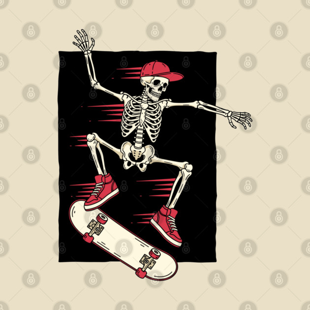 Rad Skeleton Skateboarder Shredding by enrynz