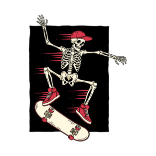 Rad Skeleton Skateboarder Shredding T-Shirt