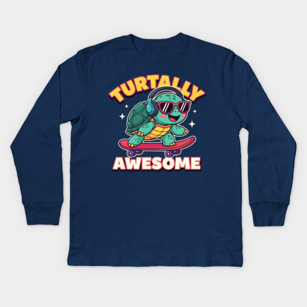Turtally Awesome Kids Long Sleeve T-Shirt by enrynz