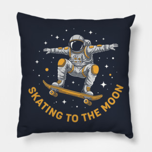 Skating To The Moon Astronaut Pillow