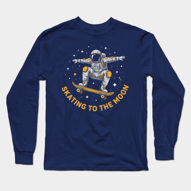Skating To The Moon Astronaut Long Sleeve T-Shirt by enrynz