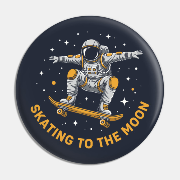 Skating To The Moon Astronaut Pin by enrynz
