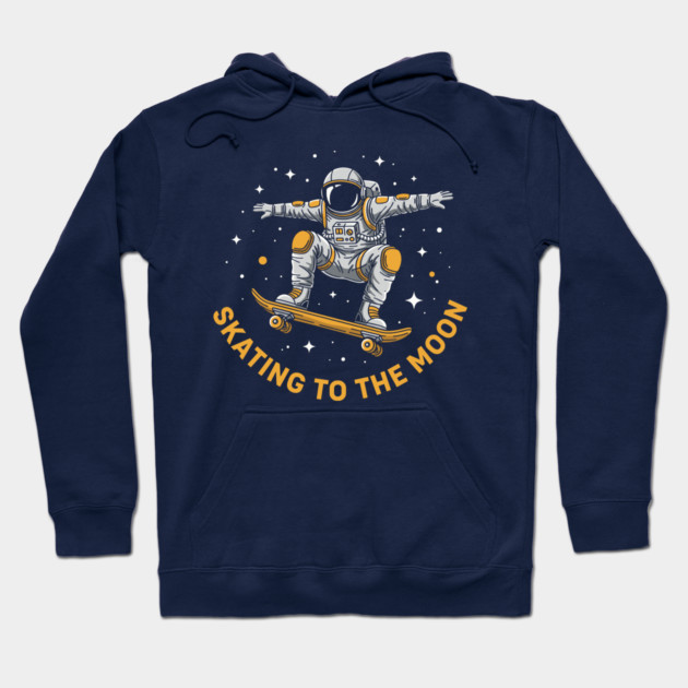 Skating To The Moon Astronaut Hoodie by enrynz