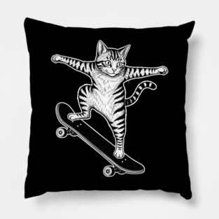 Rad Skateboarding Cat Pillow