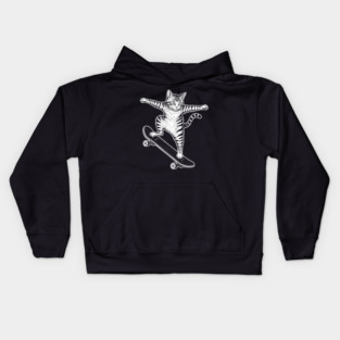 Rad Skateboarding Cat Kids Hoodie