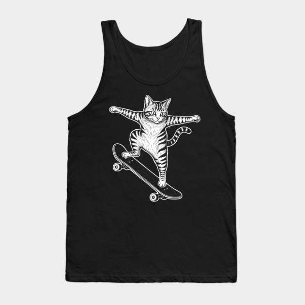 Rad Skateboarding Cat Tank Top by enrynz