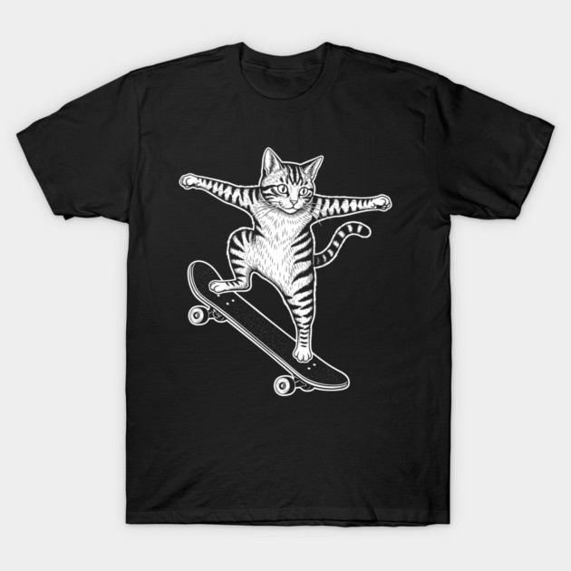 Rad Skateboarding Cat T-Shirt by enrynz