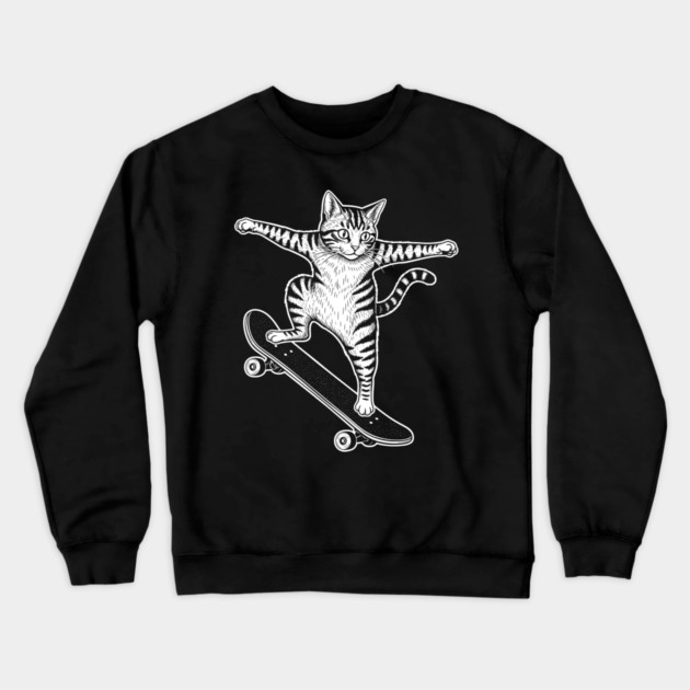 Rad Skateboarding Cat Crewneck Sweatshirt by enrynz