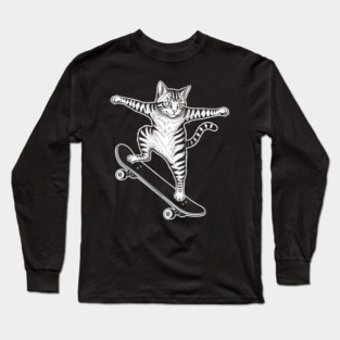 Rad Skateboarding Cat Long Sleeve T-Shirt