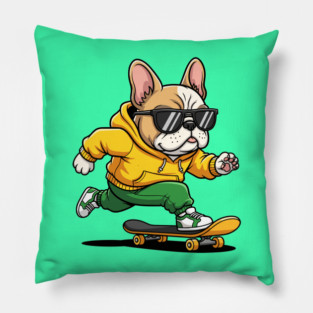 Rad French Bulldog Skater Pillow