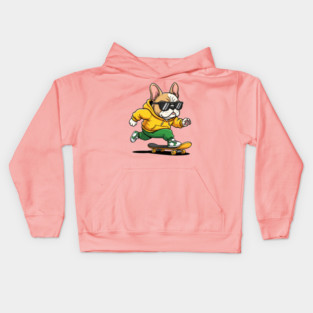 Rad French Bulldog Skater Kids Hoodie