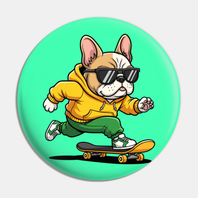 Rad French Bulldog Skater Pin by enrynz