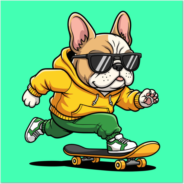 Rad French Bulldog Skater Wall Art by enrynz