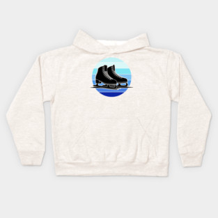 Retro Ice Skates Sunset Vibes Kids Hoodie