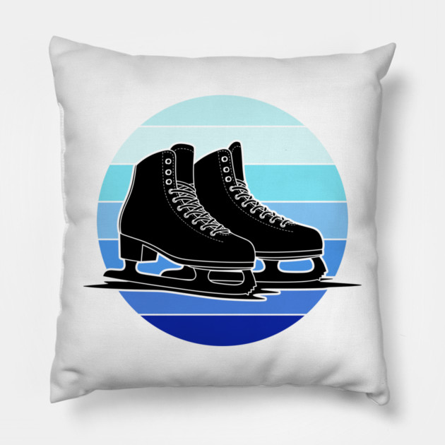 Retro Ice Skates Sunset Vibes Pillow by enrynz