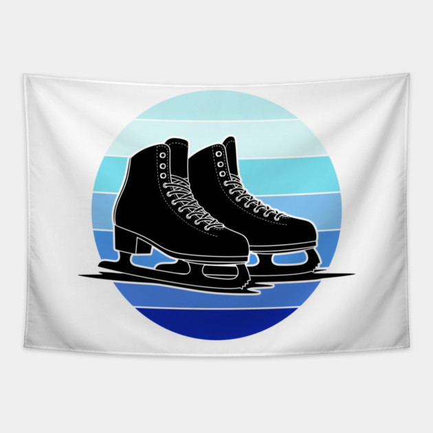 Retro Ice Skates Sunset Vibes Tapestry by enrynz