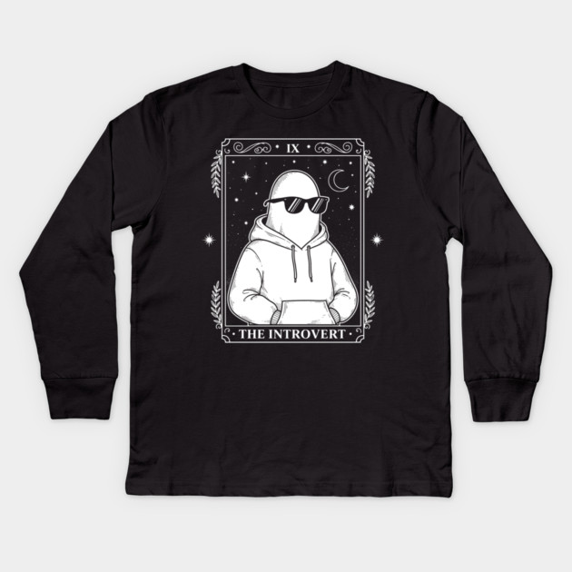 Chill Introvert Ghost Tarot Kids Long Sleeve T-Shirt by enrynz