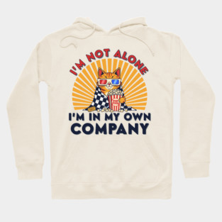 Introvert Cat 'I'm Not Alone' Popcorn Movie Night Hoodie