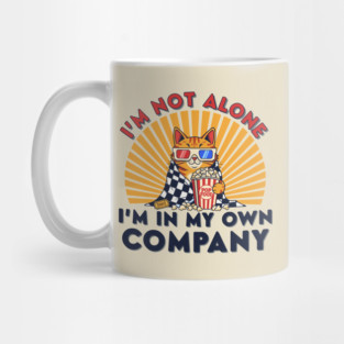 Introvert Cat 'I'm Not Alone' Popcorn Movie Night Mug
