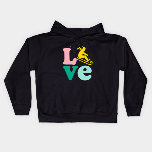 Sledding LOVE Kids Hoodie by enrynz