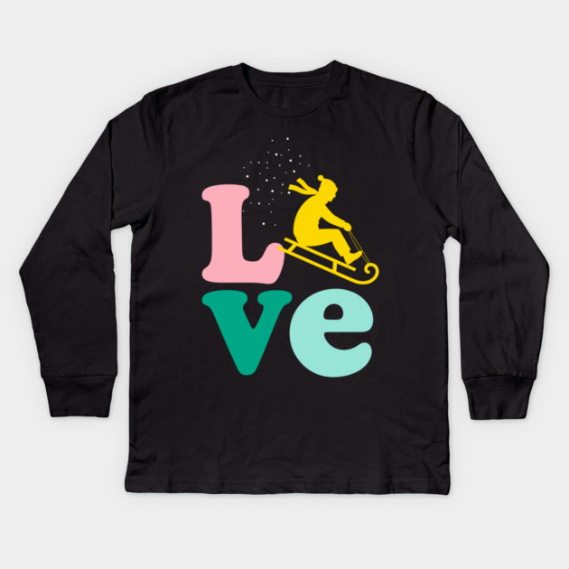 Sledding LOVE Kids Long Sleeve T-Shirt by enrynz