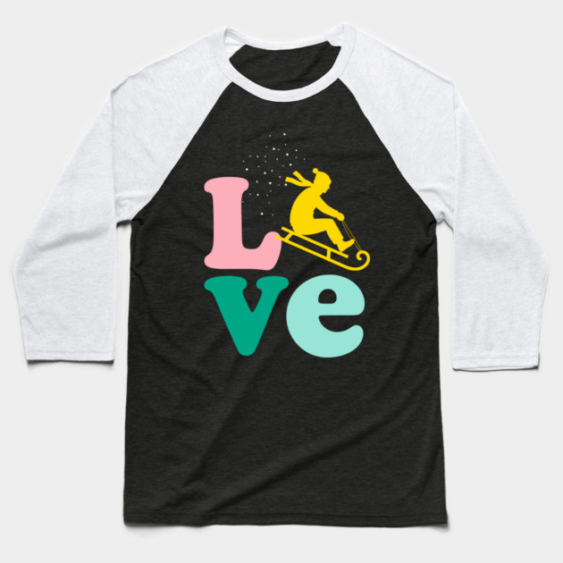 Sledding LOVE Baseball T-Shirt by enrynz