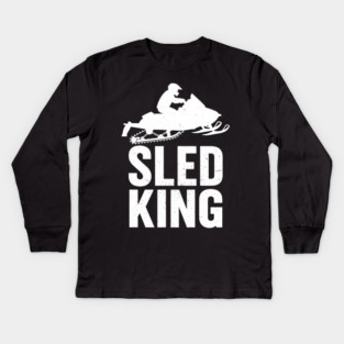 Sled King Snowmobile Rider Kids Long Sleeve T-Shirt