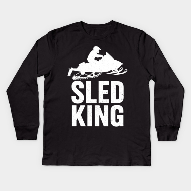 Sled King Snowmobile Rider Kids Long Sleeve T-Shirt by enrynz