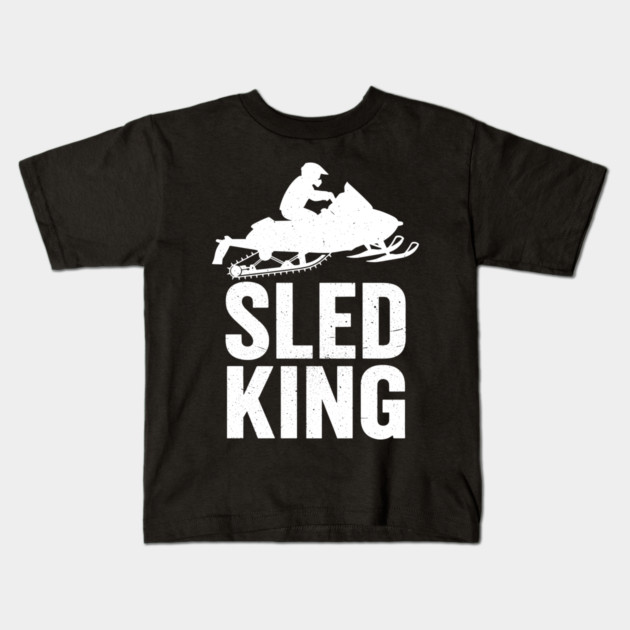 Sled King Snowmobile Rider Kids T-Shirt by enrynz
