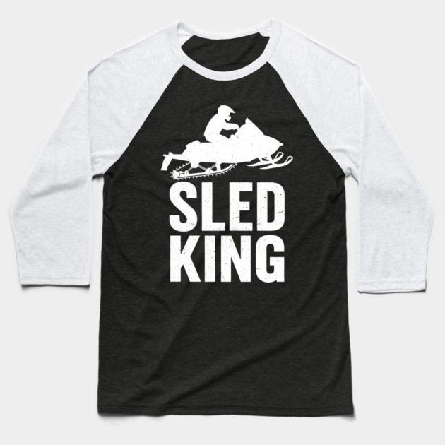 Sled King Snowmobile Rider Baseball T-Shirt by enrynz