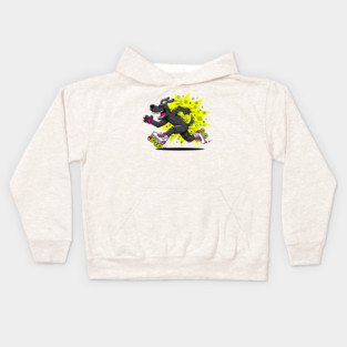 Speedy Grinning Dog Roller Skating Frenzy! Kids Hoodie