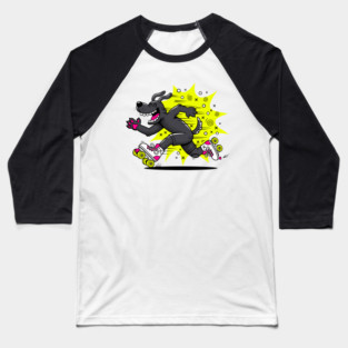 Speedy Grinning Dog Roller Skating Frenzy! Baseball T-Shirt