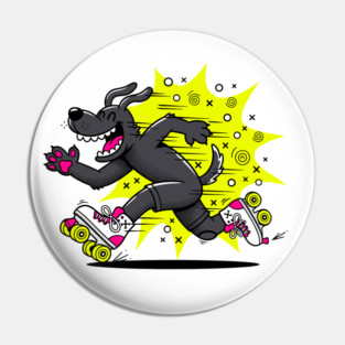 Speedy Grinning Dog Roller Skating Frenzy! Pin