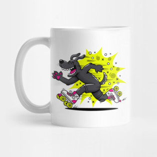 Speedy Grinning Dog Roller Skating Frenzy! Mug