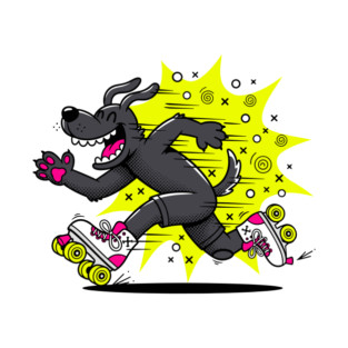 Speedy Grinning Dog Roller Skating Frenzy! T-Shirt