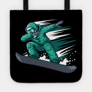 Dabbing Skeleton Snowboarder Tote