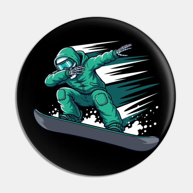 Dabbing Skeleton Snowboarder Pin by enrynz